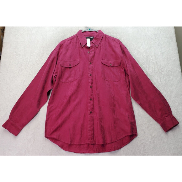 Whipper In Shirt Men's Small Burgundy Jacquard Long Sleeve Collared Button Down - Picture 1 of 8